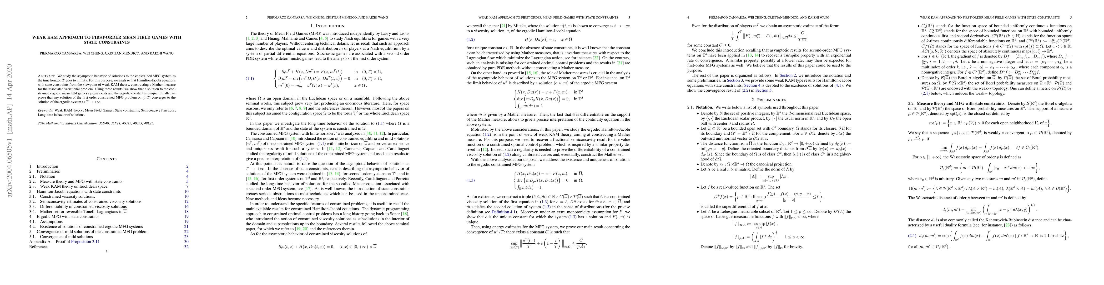 Thumbnail for Weak KAM approach to first-order Mean Field Games with state constraints
