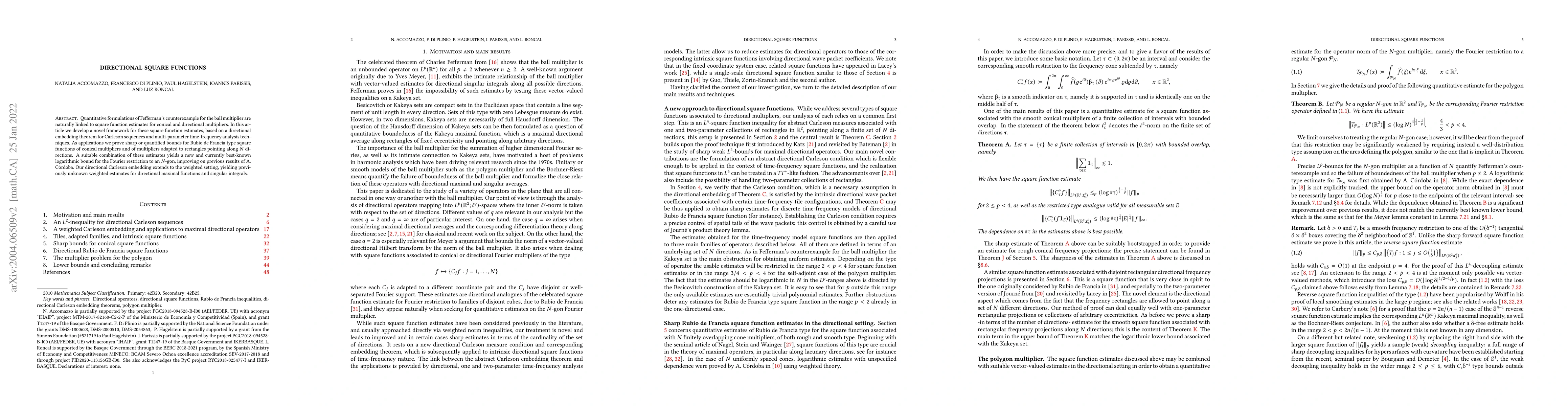 Thumbnail for Directional square functions