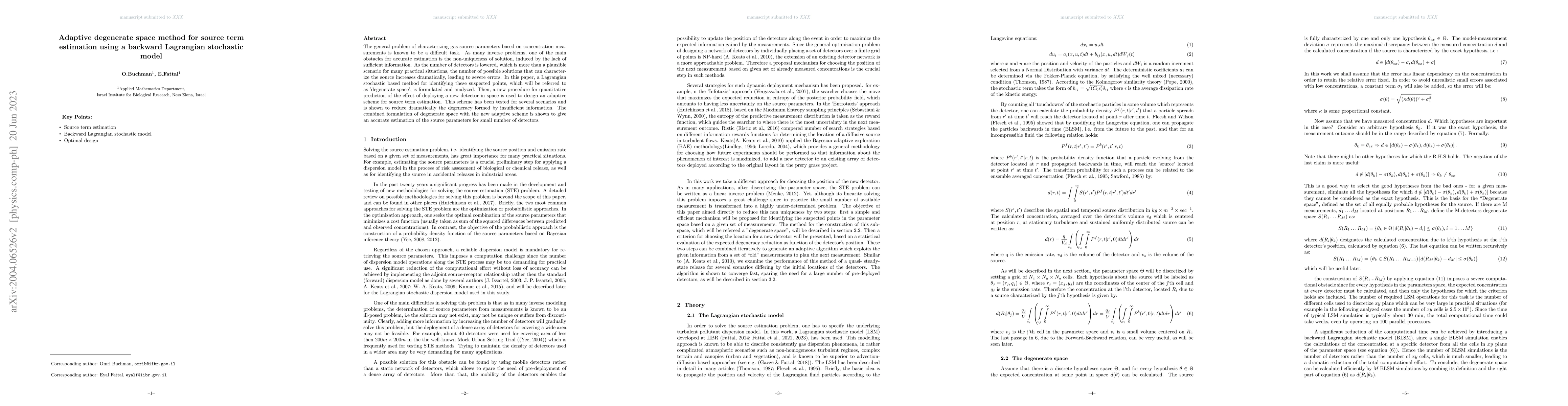 Thumbnail for Adaptive degenerate space method for source term estimation using a
  backward Lagrangian stochastic model