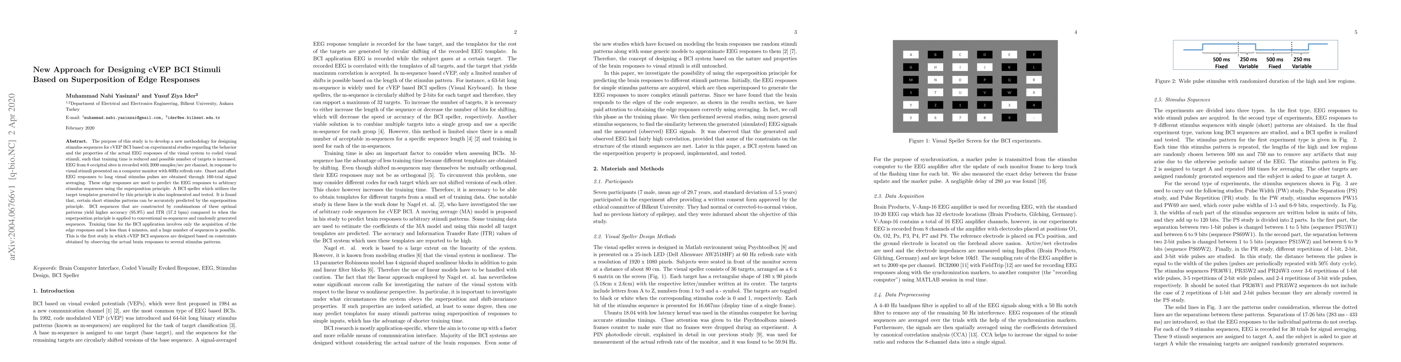 Thumbnail for New Approach for Designing cVEP BCI Stimuli Based on Superposition of
  Edge Responses