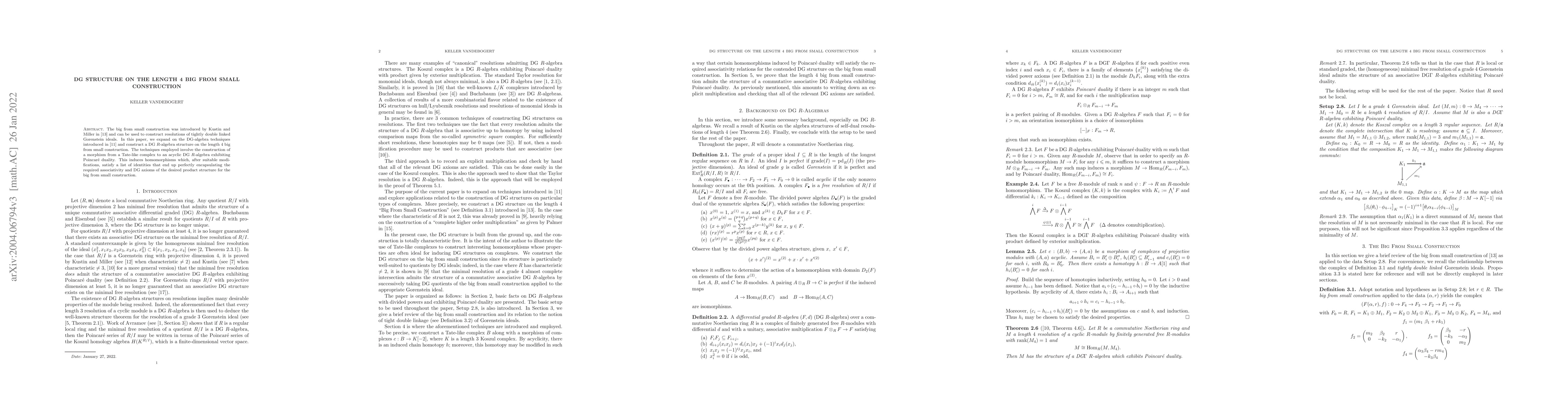 Thumbnail for DG Structure on the Length 4 Big From Small Construction