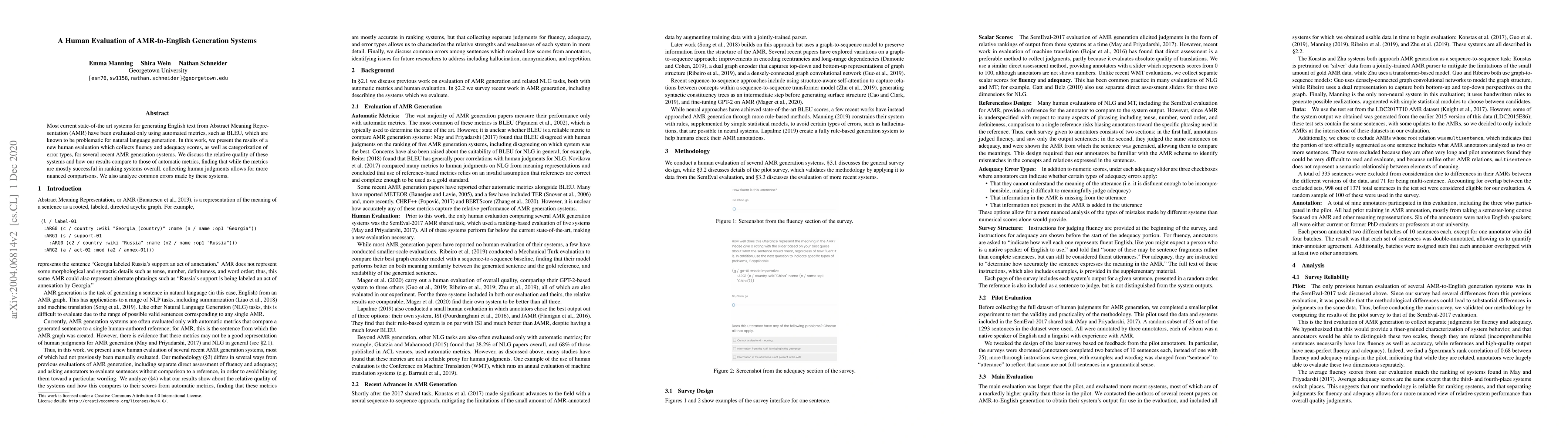 Thumbnail for A Human Evaluation of AMR-to-English Generation Systems