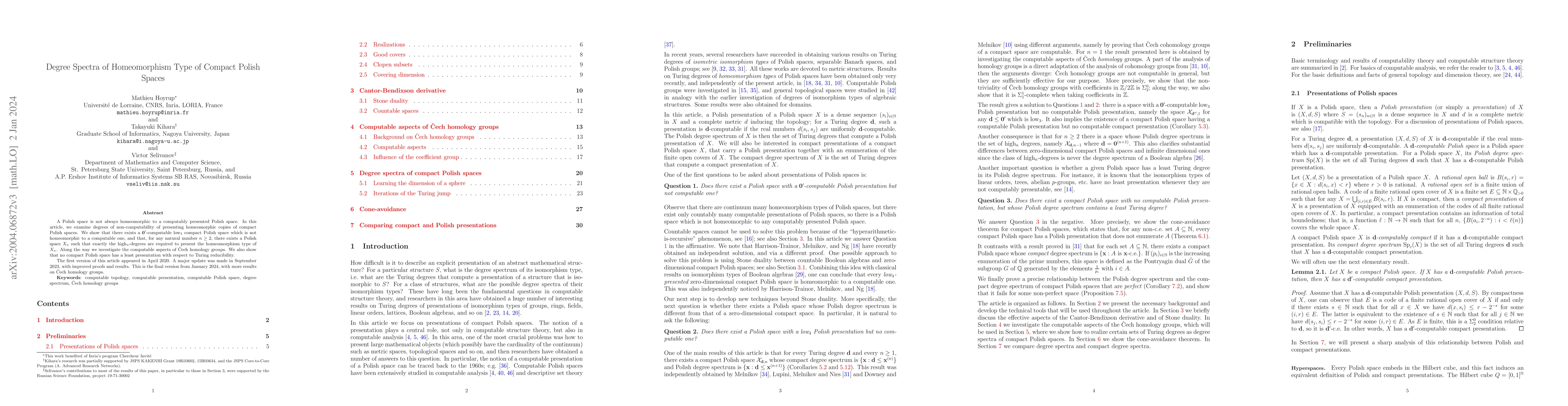 Thumbnail for Degree spectra of homeomorphism types of compact Polish spaces