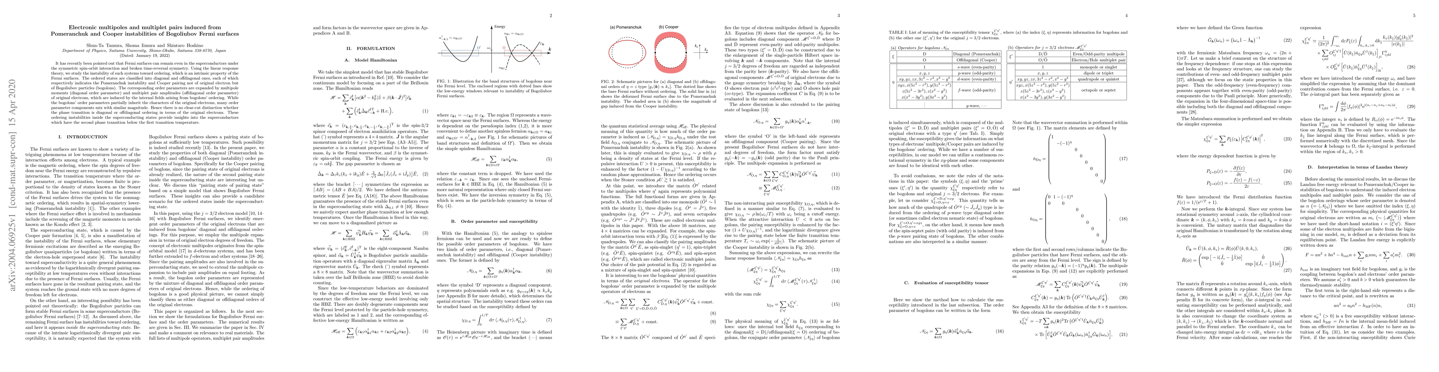 Thumbnail for Electronic multipoles and multiplet pairs induced from Pomeranchuk and
  Cooper instabilities of Bogoliubov Fermi surfaces