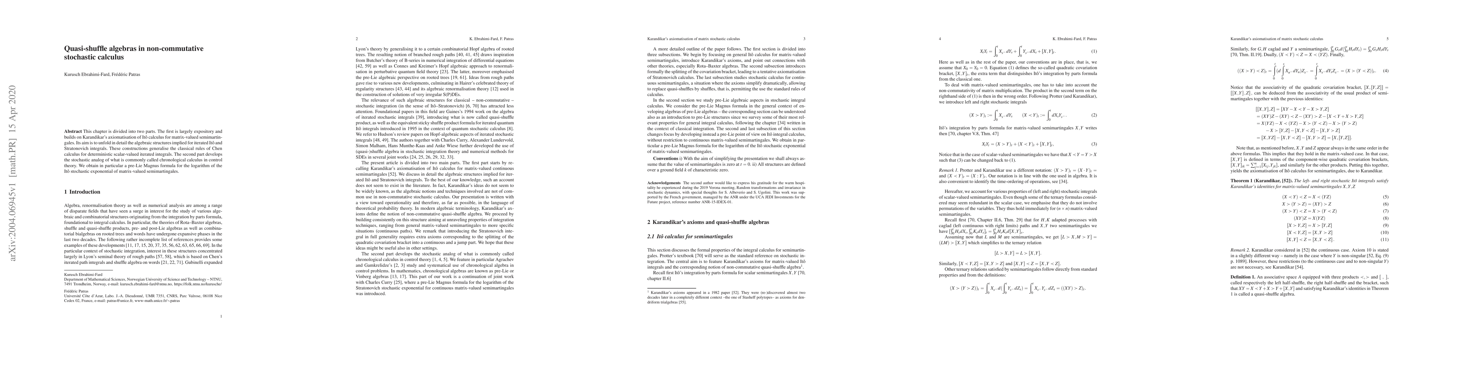 Thumbnail for Quasi-shuffle algebras in non-commutative stochastic calculus