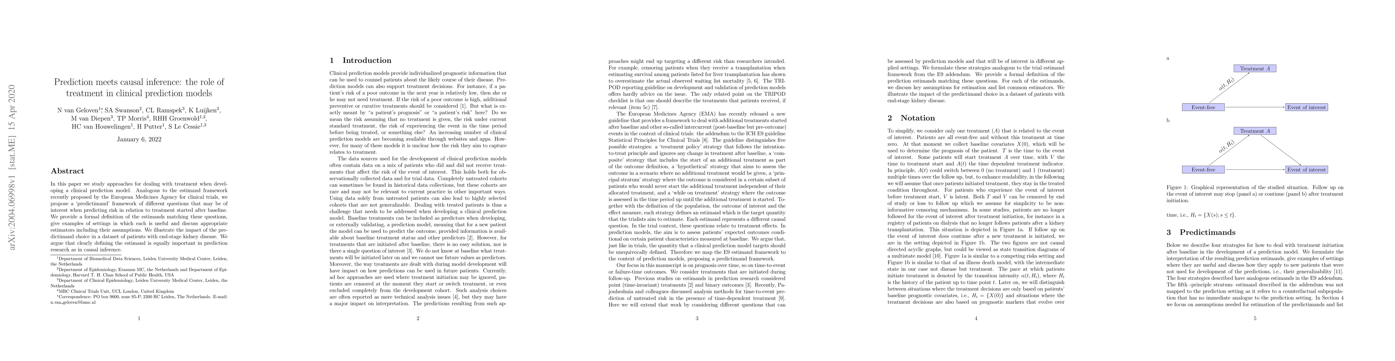 Thumbnail for Prediction meets causal inference: the role of treatment in clinical
  prediction models