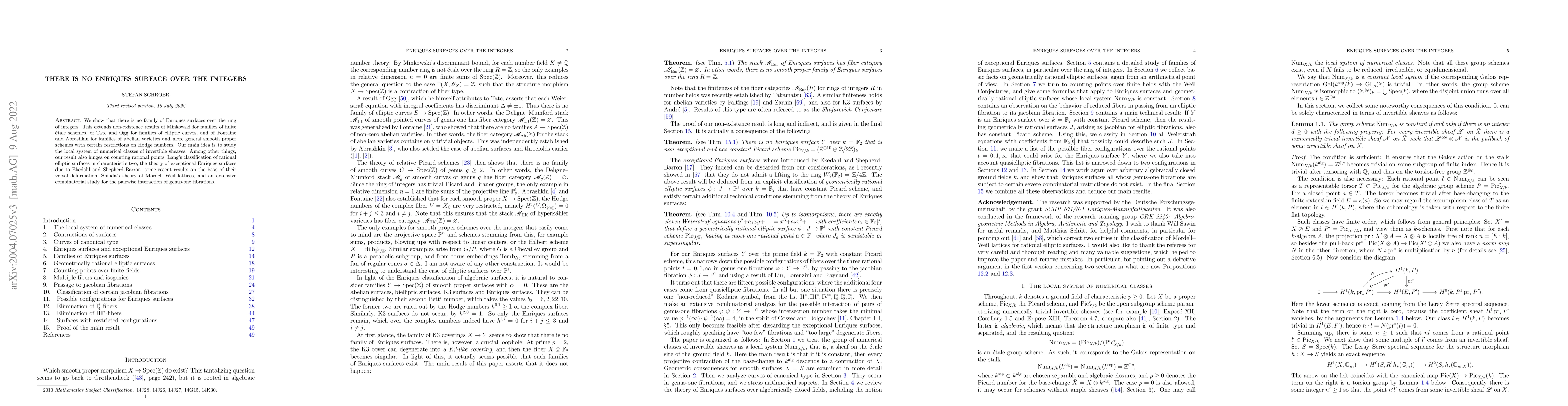 Thumbnail for There is no Enriques surface over the integers