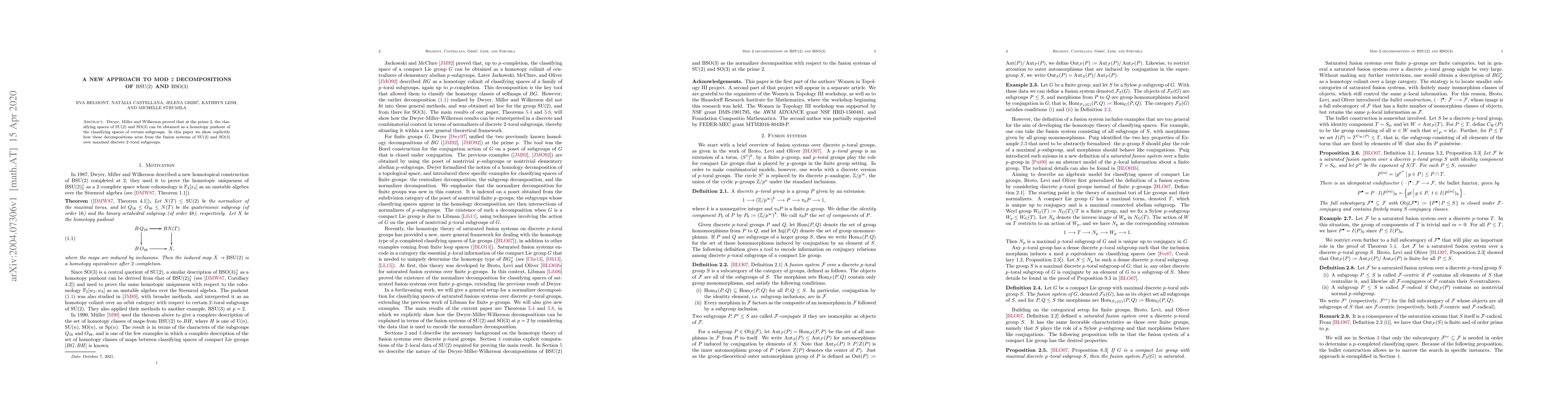Thumbnail for A new approach to mod 2 decompositions of BSU(2) and BSO(3)