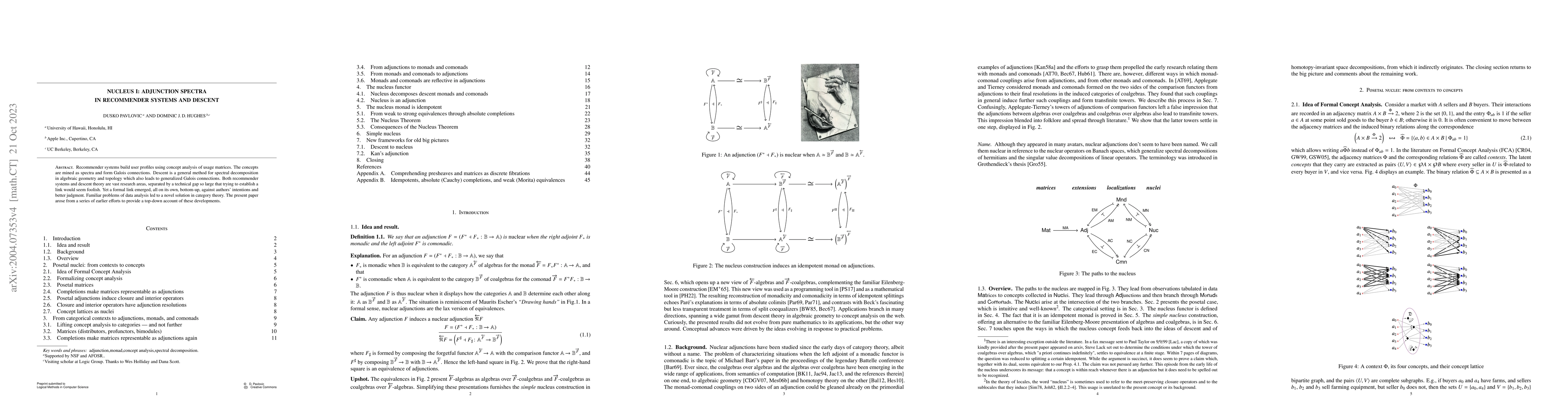 Thumbnail for Nucleus I: Adjunction spectra in recommender systems and descent