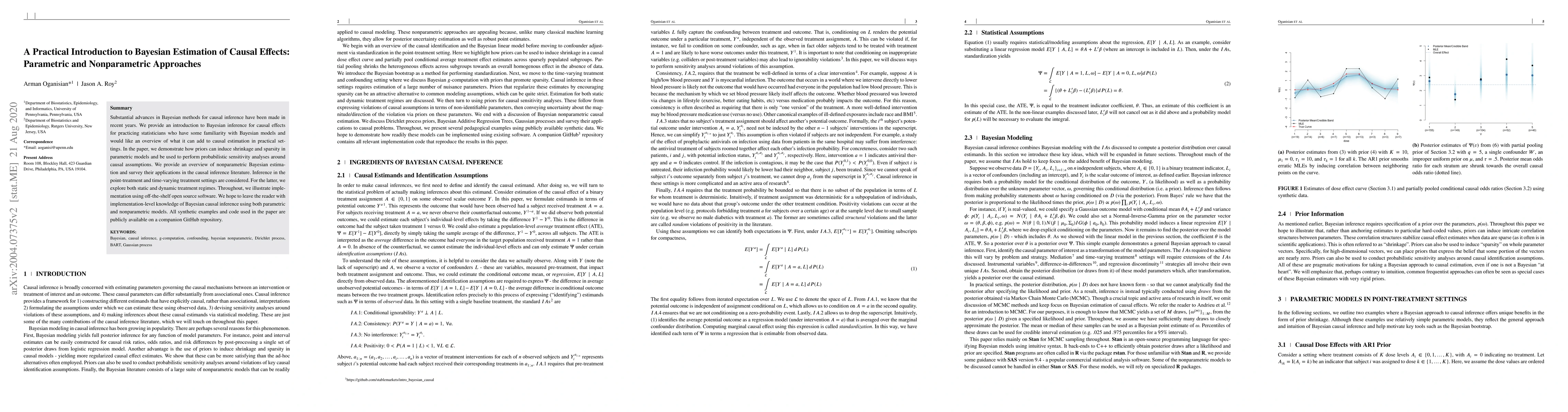 Thumbnail for A Practical Introduction to Bayesian Estimation of Causal Effects:
  Parametric and Nonparametric Approaches