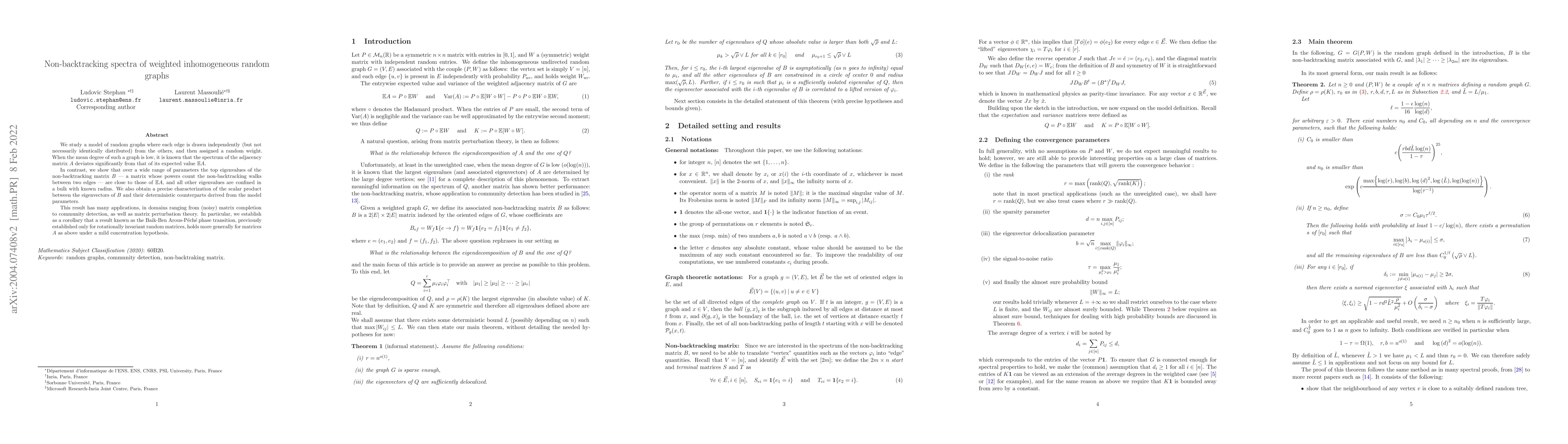 Thumbnail for Non-backtracking spectra of weighted inhomogeneous random graphs