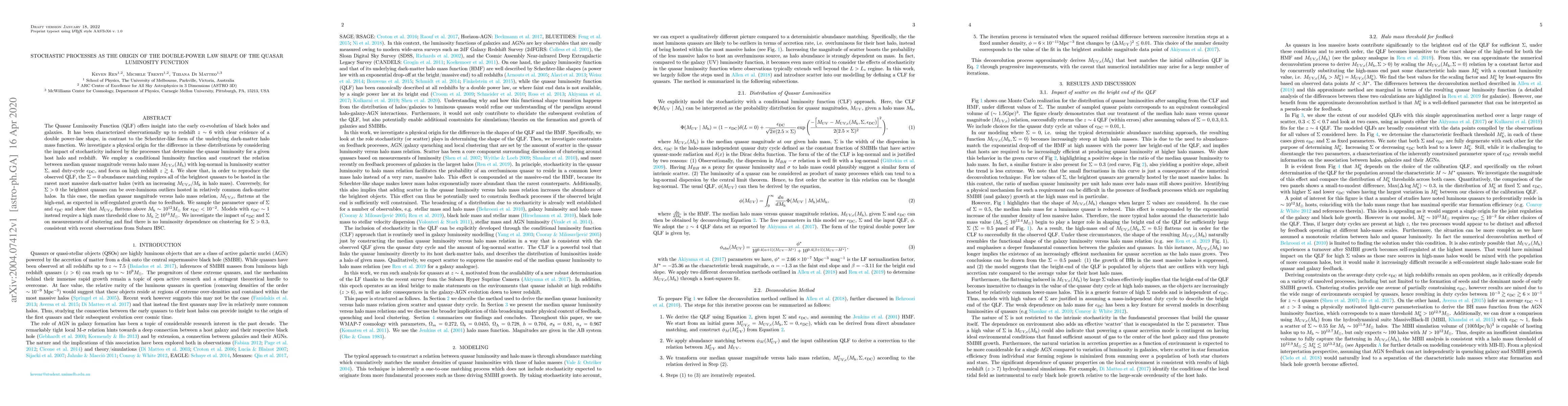 Thumbnail for Stochastic Processes as the Origin of the Double-Power Law Shape of the
  Quasar Luminosity Function