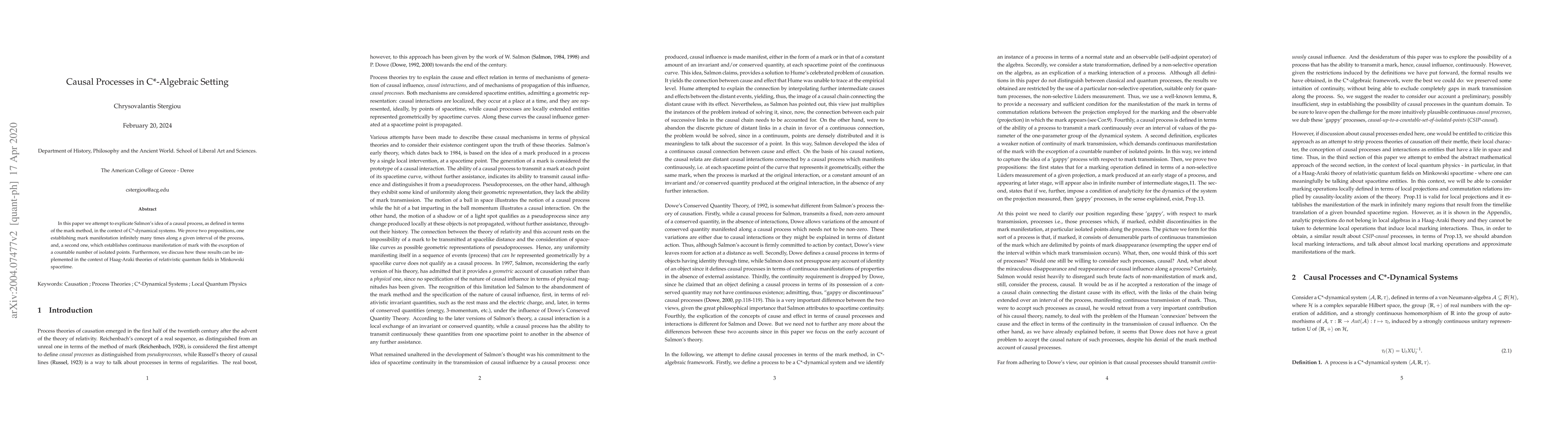 Thumbnail for Causal Processes in C*-Algebraic Setting
