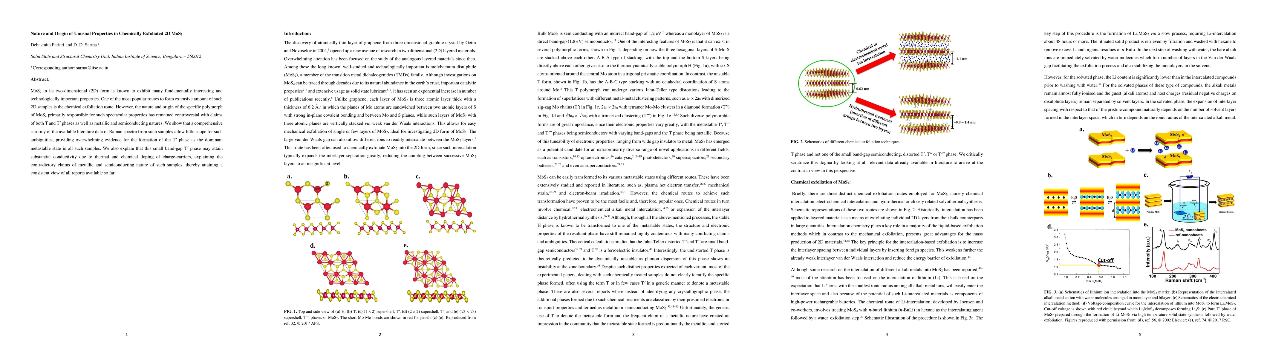 Thumbnail for Nature and Origin of Unusual Properties in Chemically Exfoliated 2D
  MoS_2