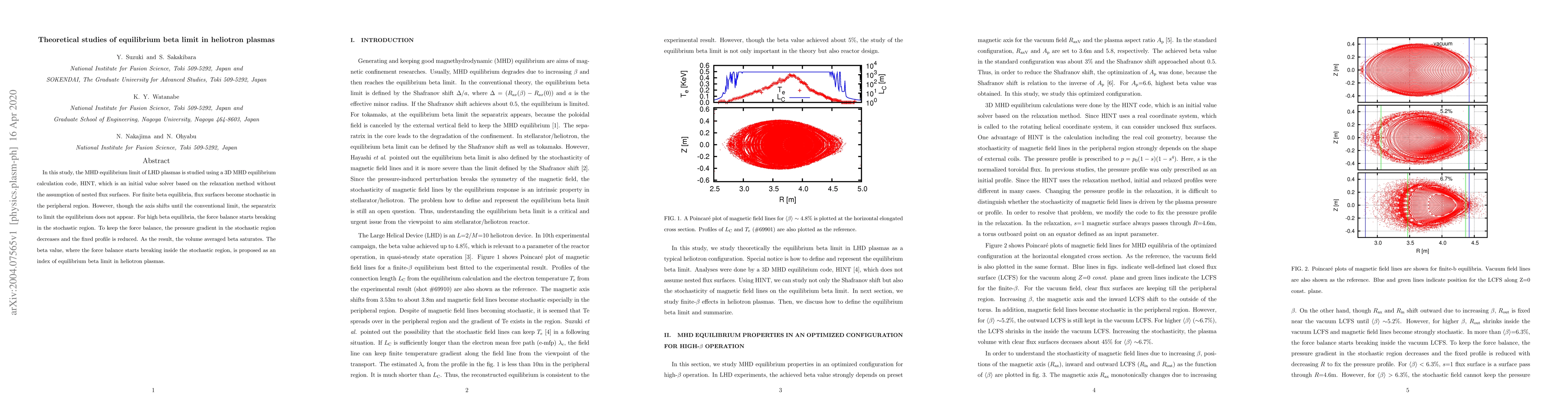 Thumbnail for Theoretical studies of equilibrium beta limit in heliotron plasmas