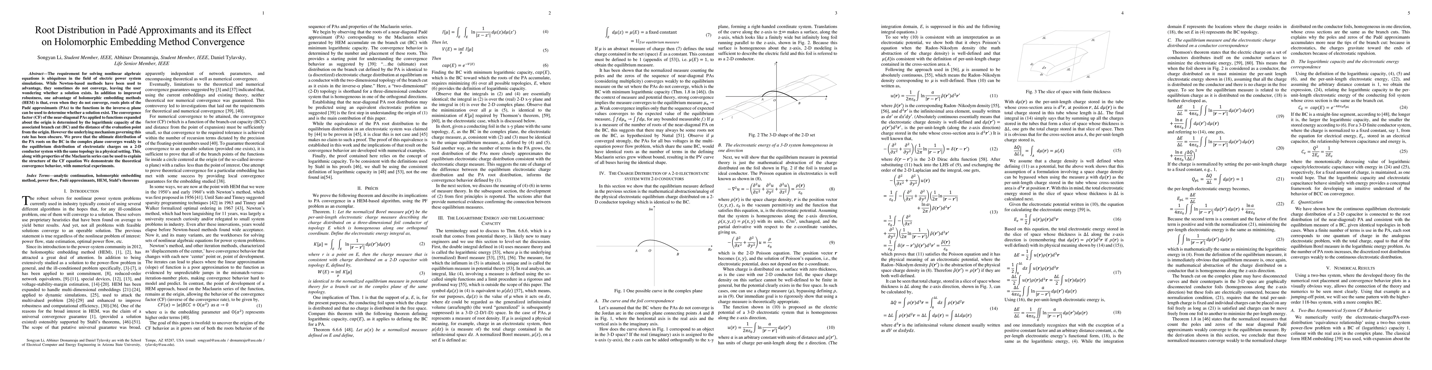 Thumbnail for Root Distribution in Pad\'e Approximants and its Effect on Holomorphic
  Embedding Method Convergence