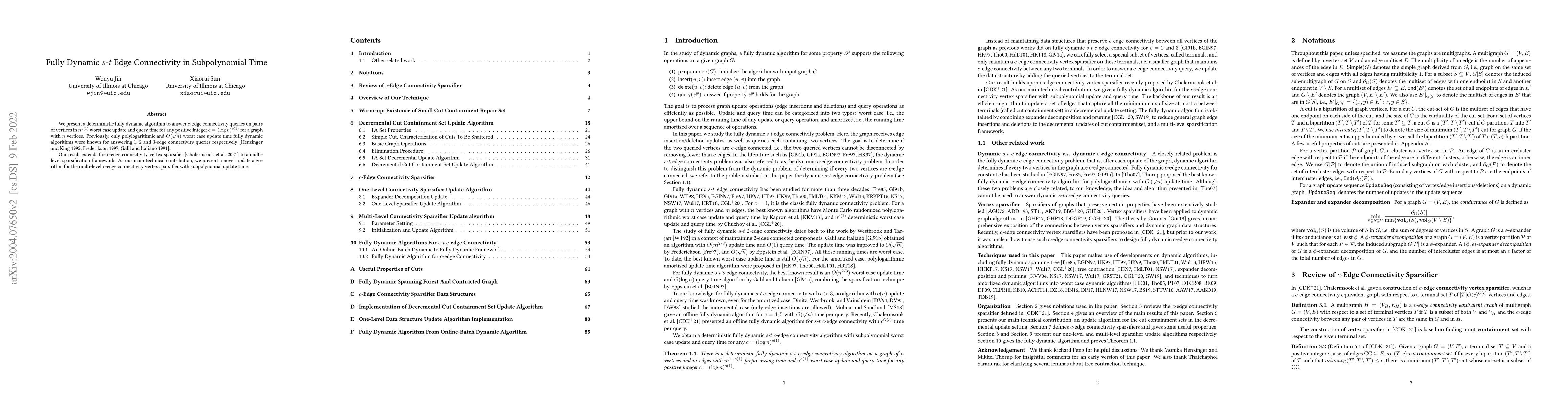 Thumbnail for Fully Dynamic s-t Edge Connectivity in Subpolynomial Time