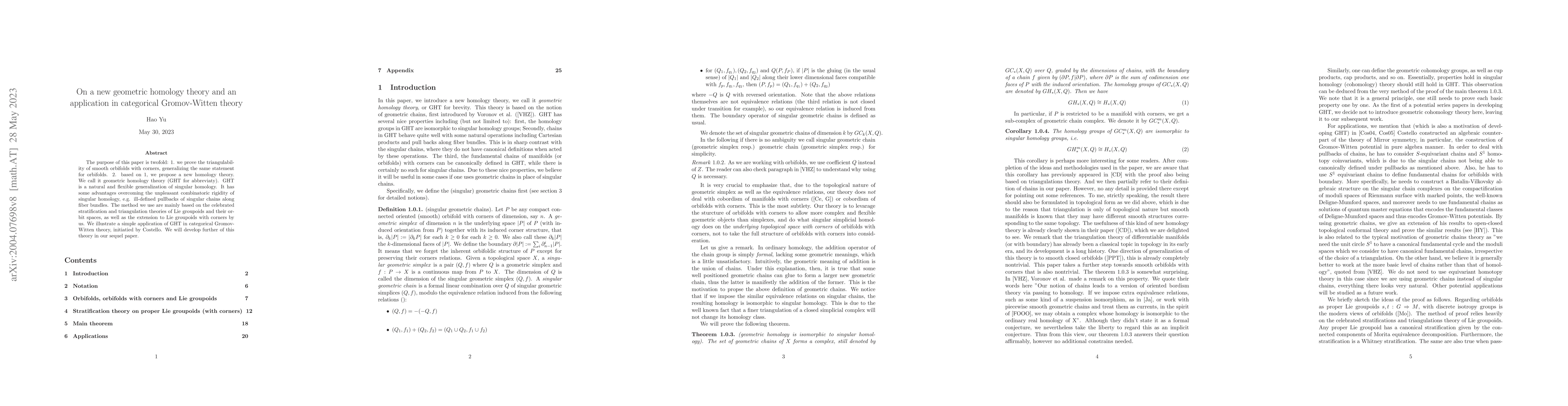 Thumbnail for On a new geometric homology theory and an application in categorical
  Gromov-Witten theory