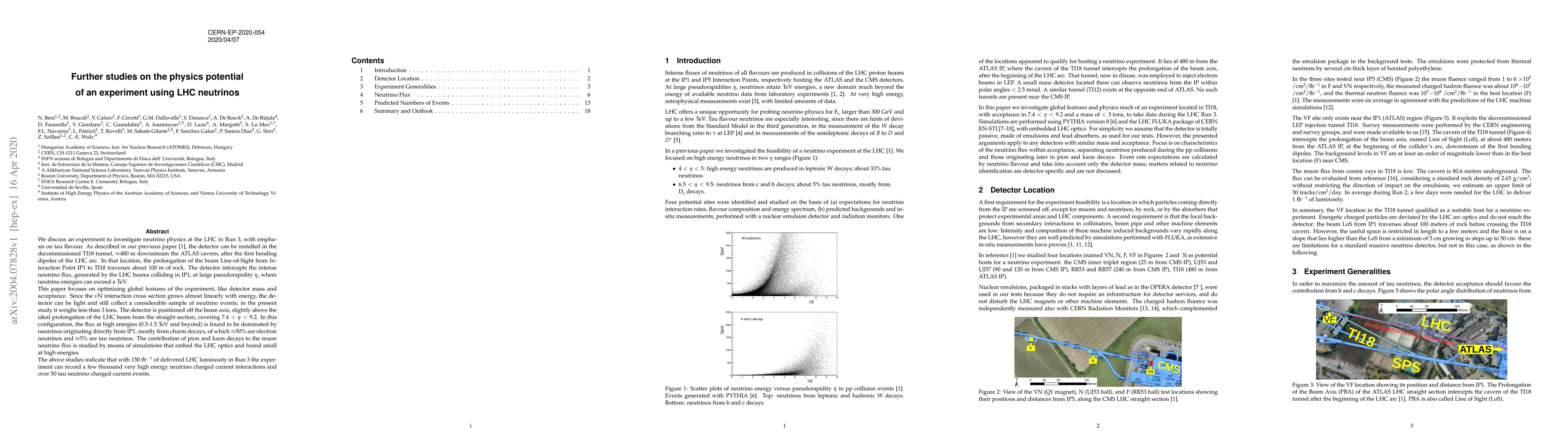 Thumbnail for Further studies on the physics potential of an experiment using LHC
  neutrinos