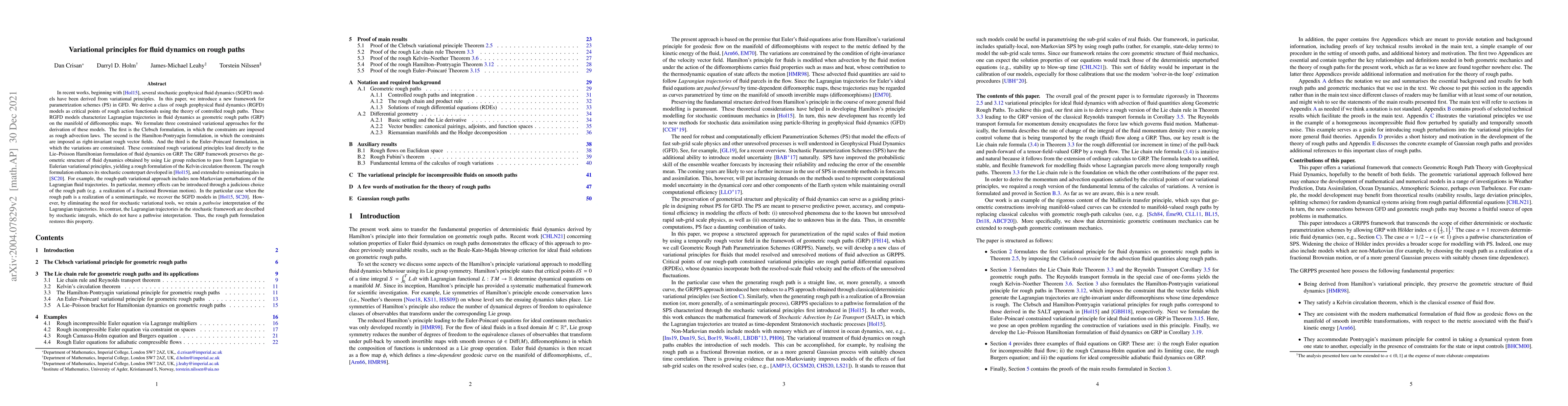 Thumbnail for Variational principles for fluid dynamics on rough paths