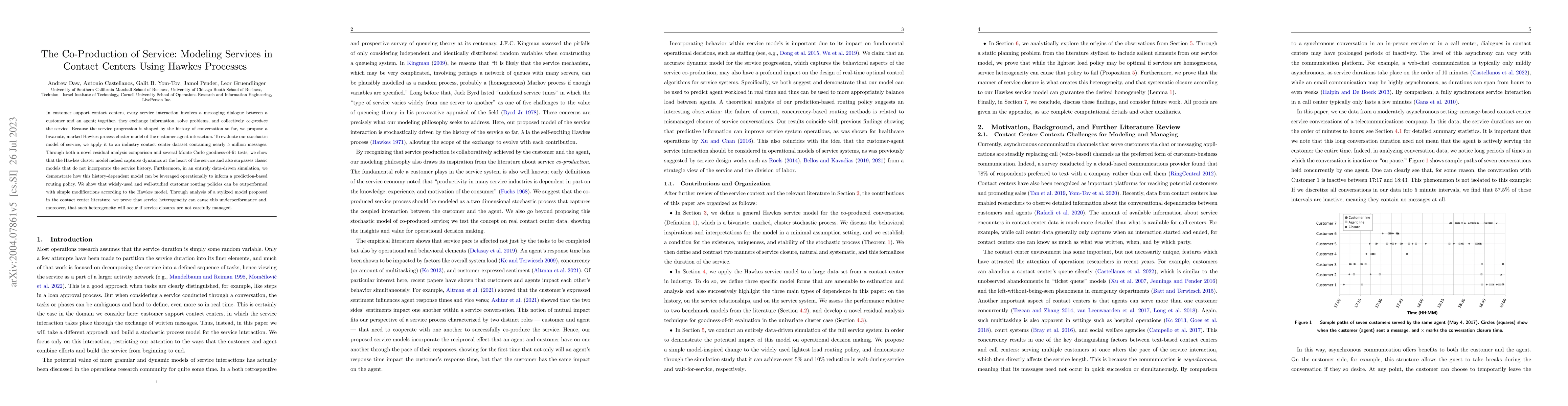 Thumbnail for The Co-Production of Service: Modeling Services in Contact Centers Using
  Hawkes Processes