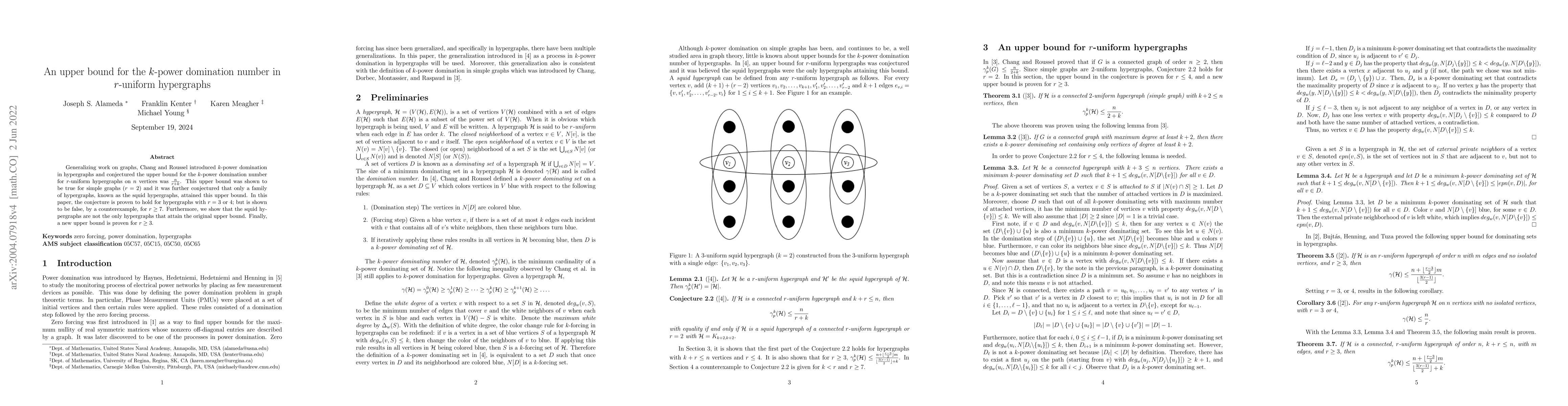Thumbnail for An upper bound for the $k$-power domination number in $r$-uniform
  hypergraphs