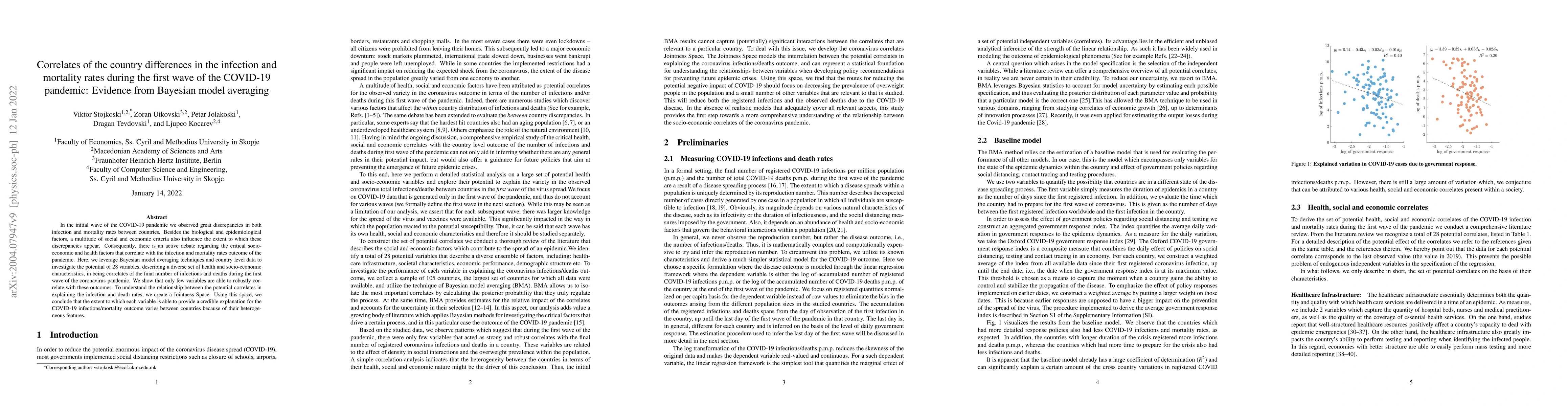 Thumbnail for Correlates of the country differences in the infection and mortality
  rates during the first wave of the COVID-19 pandemic: Evidence from Bayesian
  model averaging