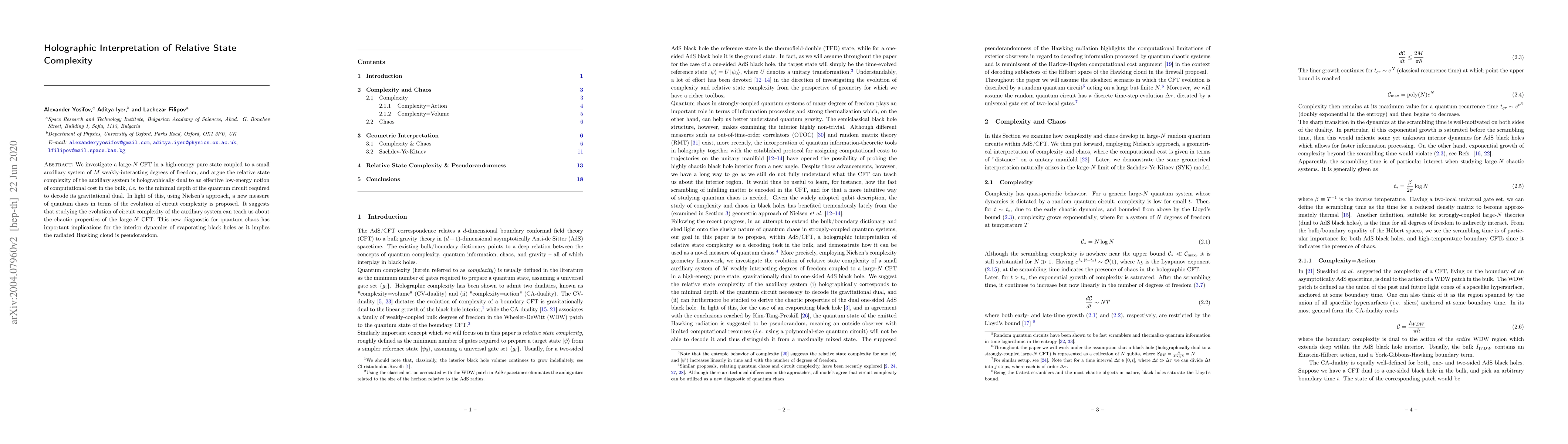Thumbnail for Holographic Interpretation of Relative State Complexity