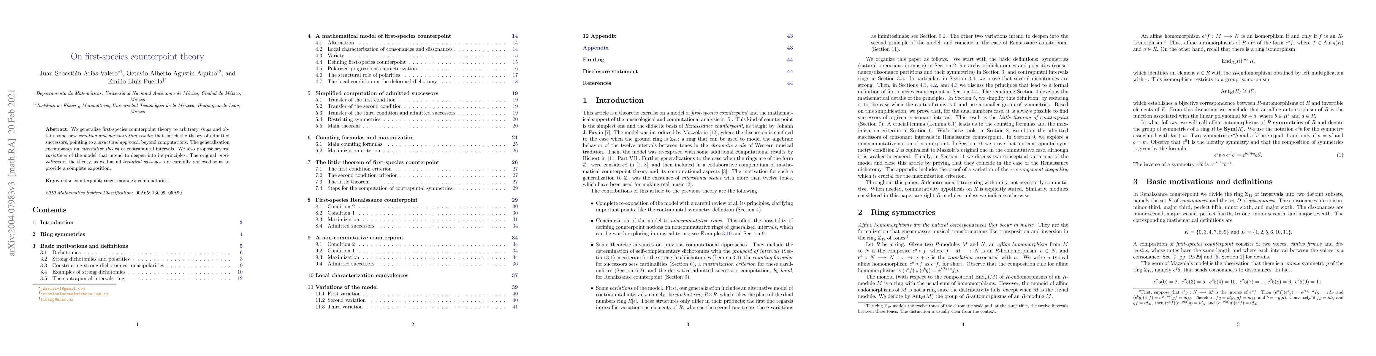 Thumbnail for On first-species counterpoint theory