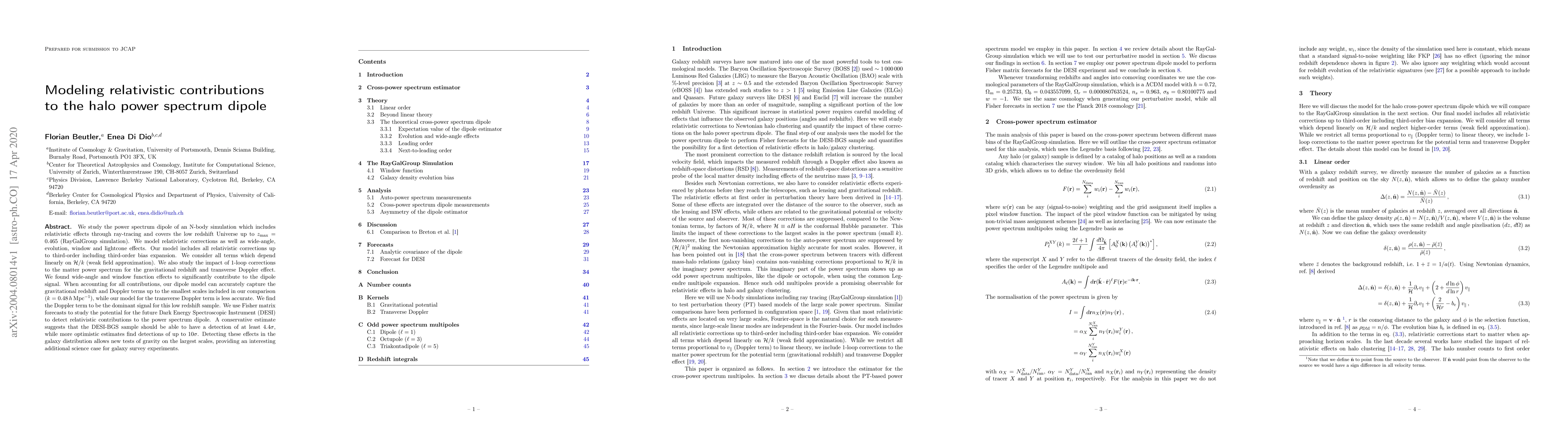 Thumbnail for Modeling relativistic contributions to the halo power spectrum dipole