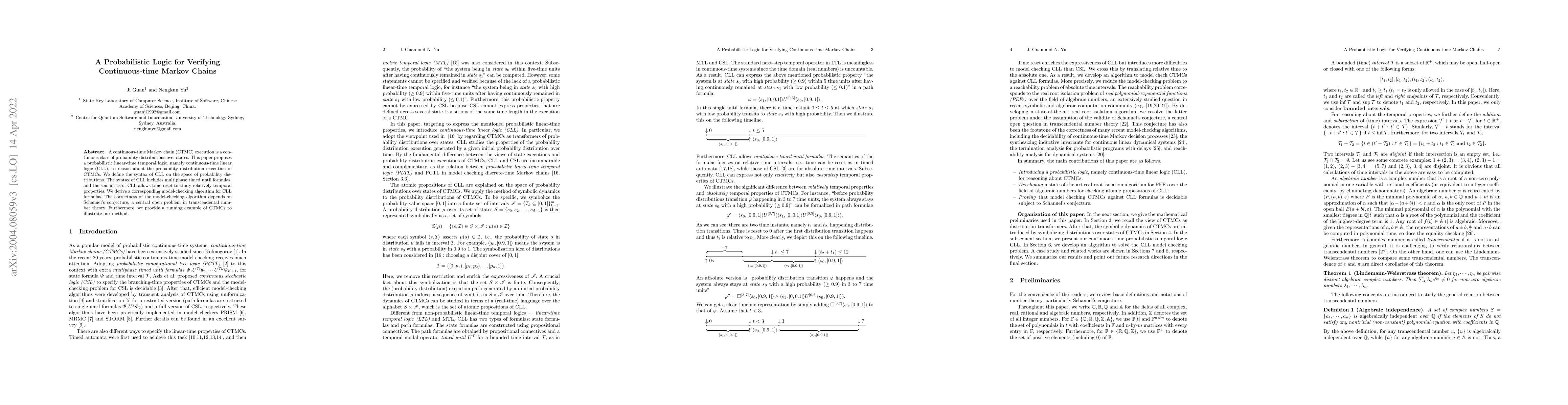 Thumbnail for A Probabilistic Logic for Verifying Continuous-time Markov Chains