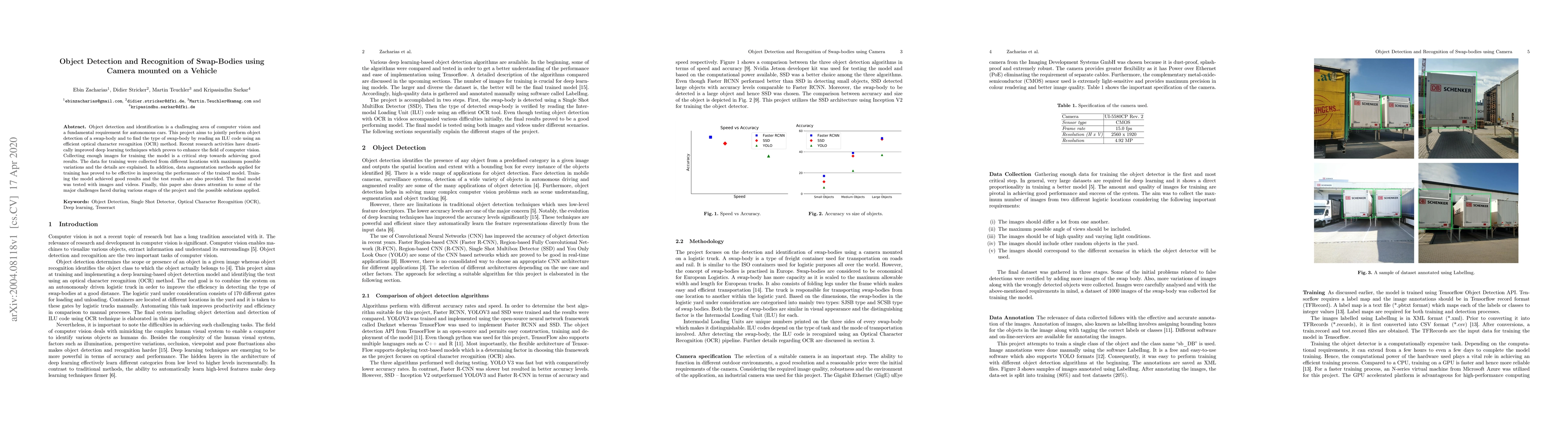 Thumbnail for Object Detection and Recognition of Swap-Bodies using Camera mounted on
  a Vehicle