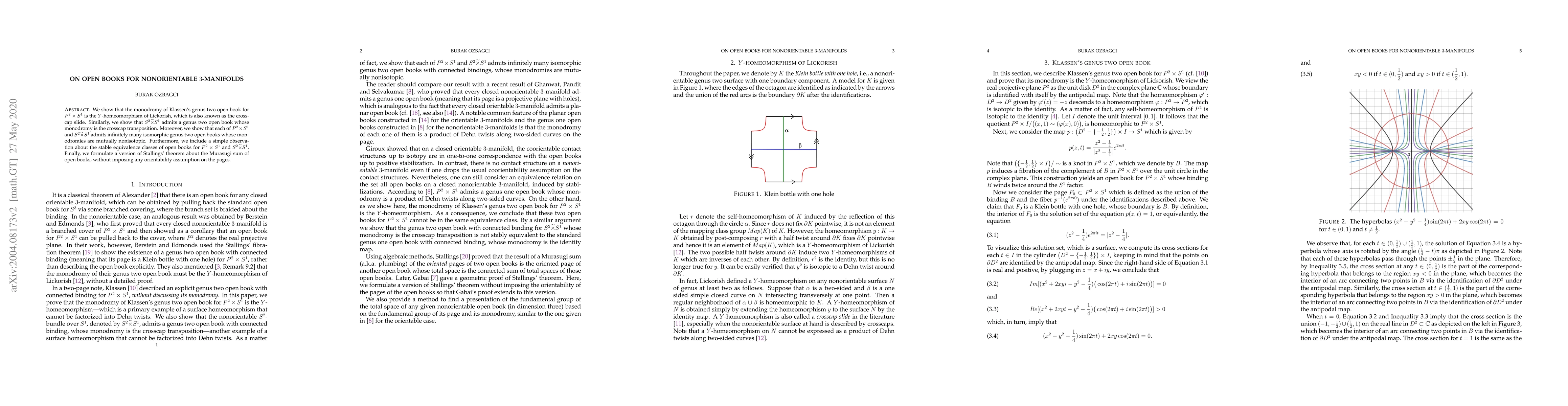 Thumbnail for On open books for nonorientable 3-manifolds