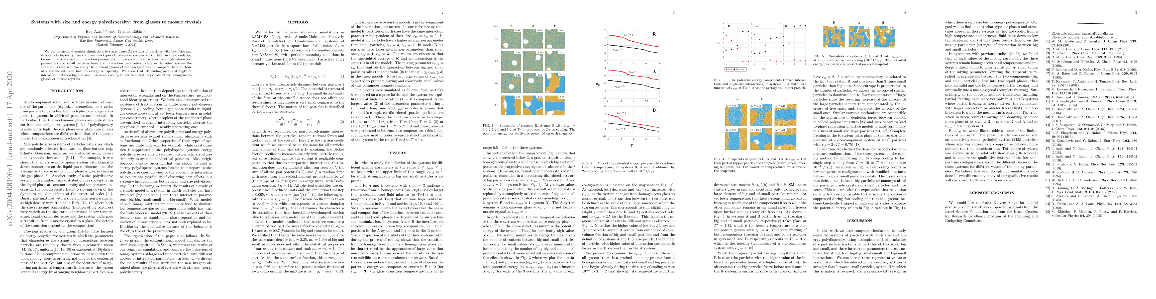 Thumbnail for Systems with size and energy polydispersity: from glasses to mosaic
  crystals