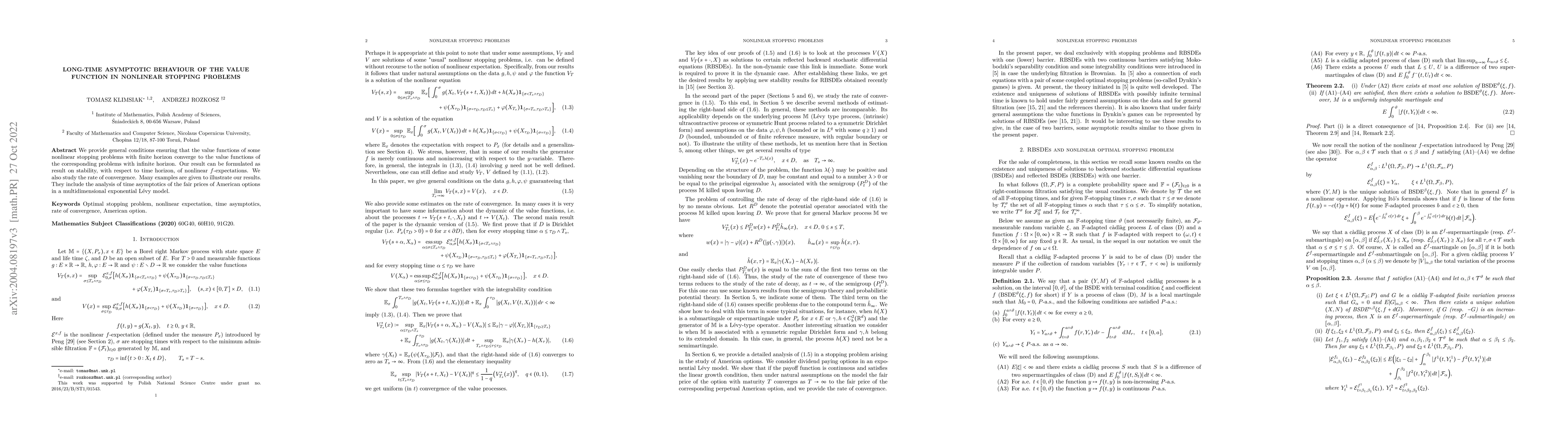 Thumbnail for Long-time asymptotic behaviour of the value function in nonlinear
  stopping problems