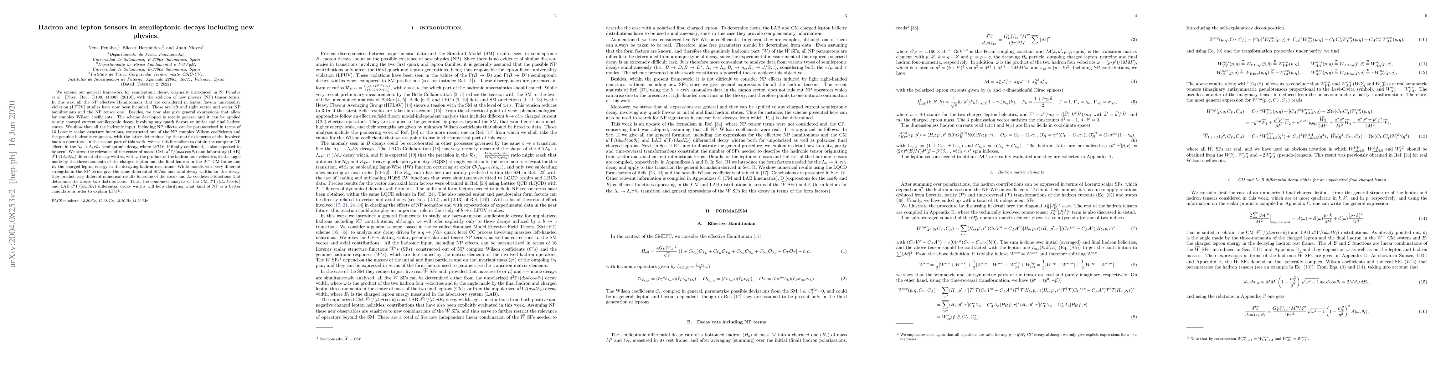Thumbnail for Hadron and lepton tensors in semileptonic decays including new physics
