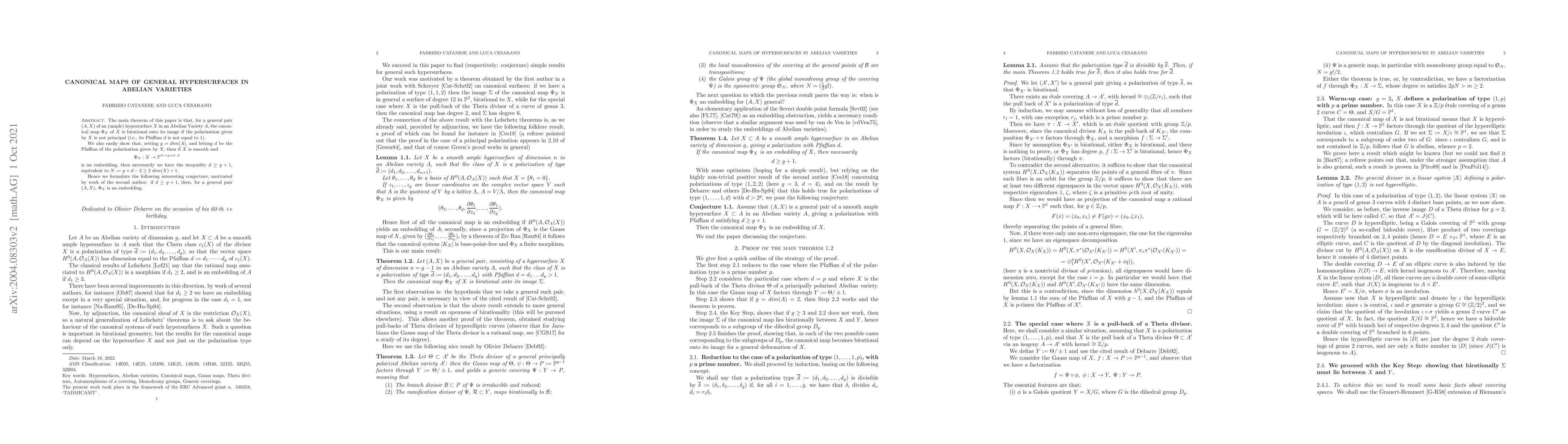 Thumbnail for Canonical Maps of general Hypersurfaces in Abelian Varieties