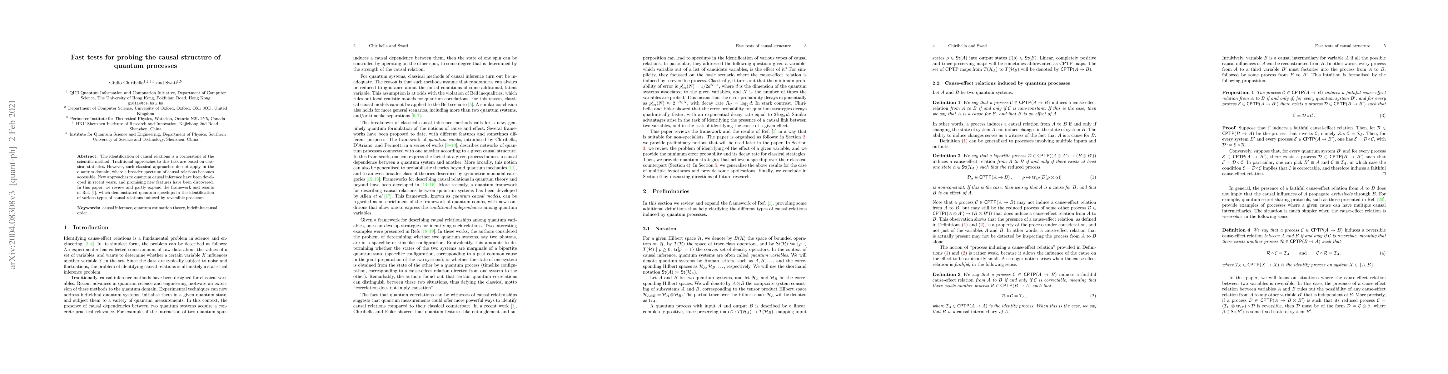 Thumbnail for Fast tests for probing the causal structure of quantum processes
