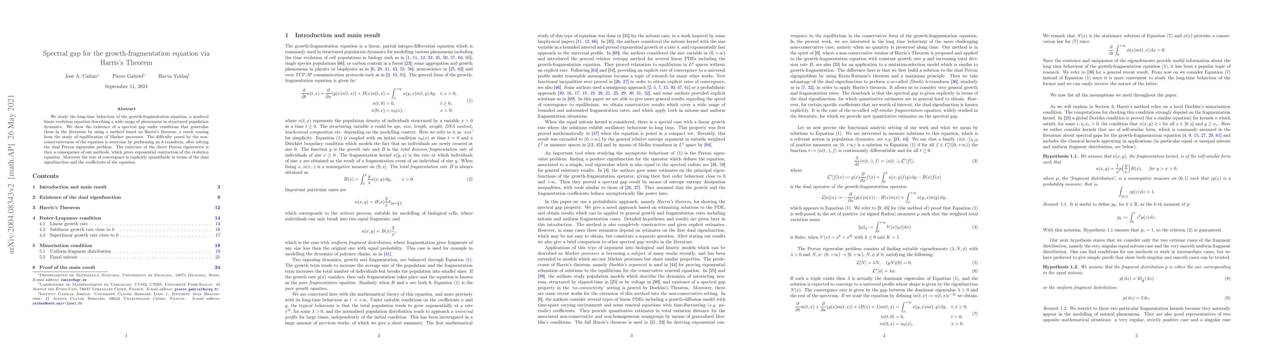 Thumbnail for Spectral gap for the growth-fragmentation equation via Harris's Theorem
