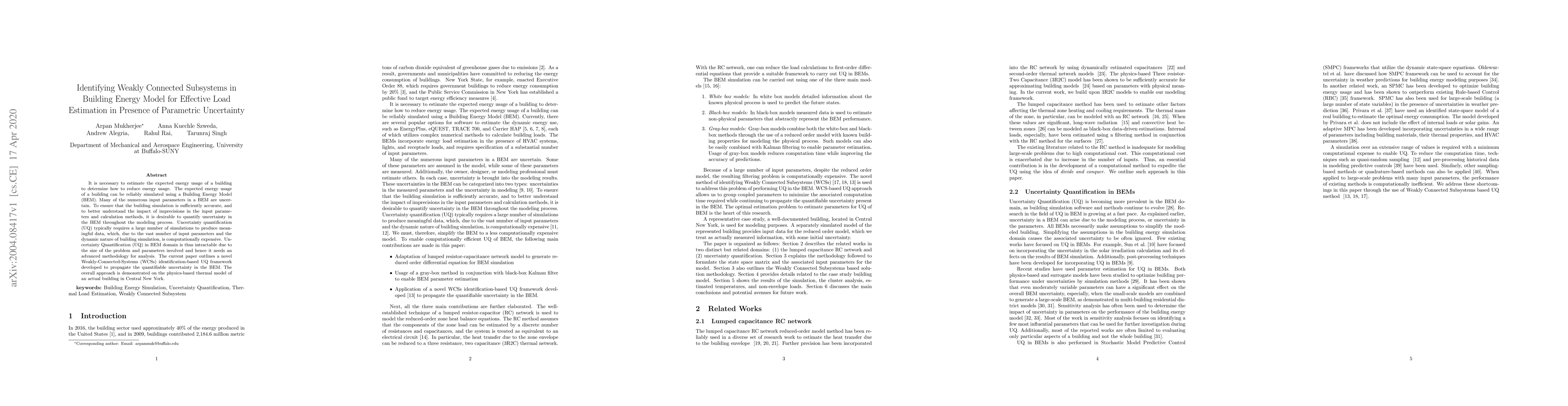 Thumbnail for Identifying Weakly Connected Subsystems in Building Energy Model for
  Effective Load Estimation in Presence of Parametric Uncertainty