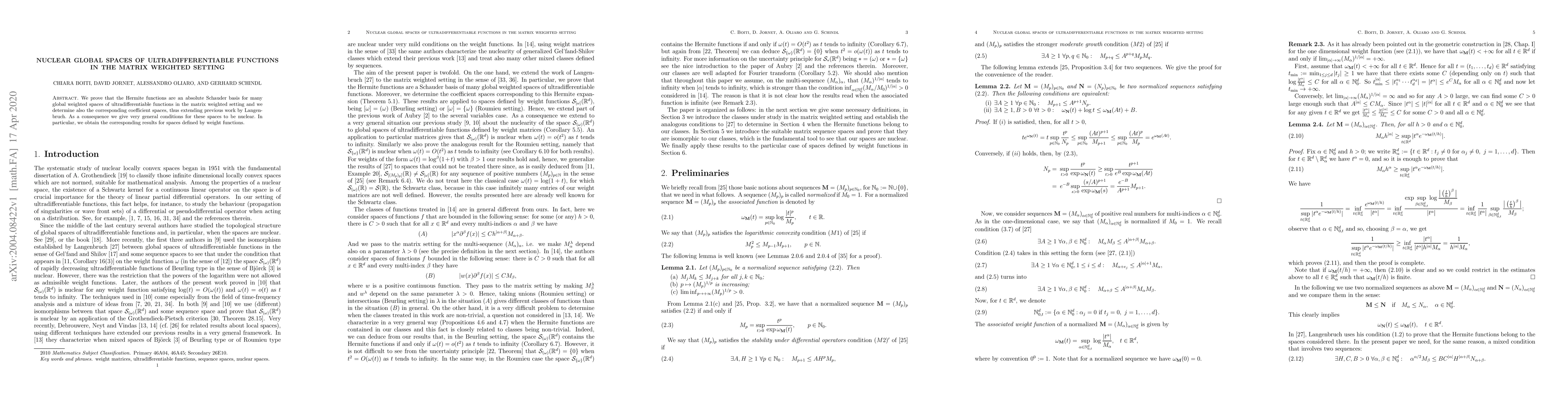 Thumbnail for Nuclear global spaces of ultradifferentiable functions in the matrix
  weighted setting
