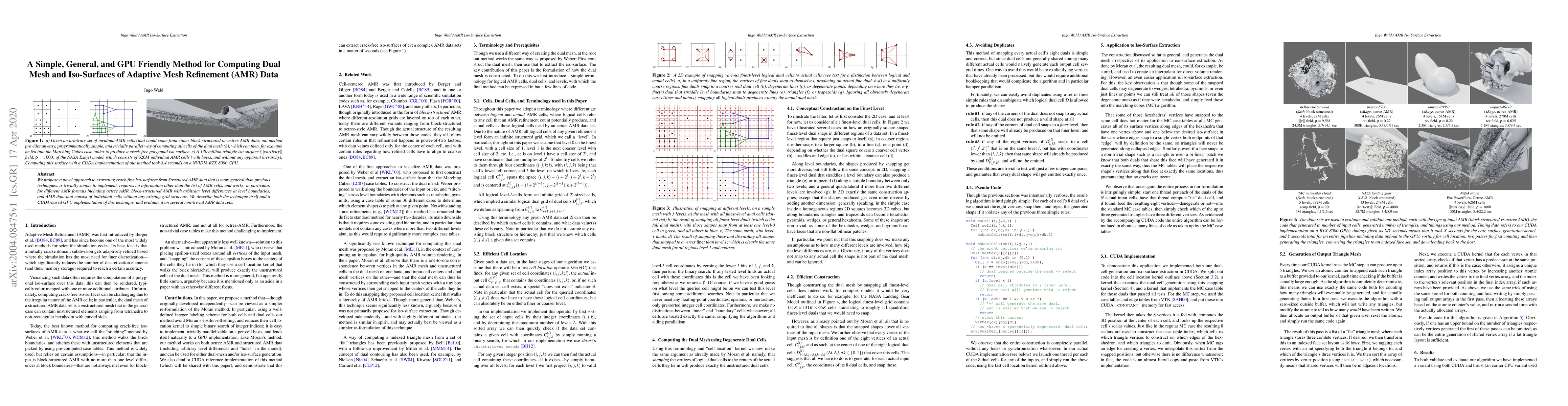 Thumbnail for A Simple, General, and GPU Friendly Method for Computing Dual Mesh and
  Iso-Surfaces of Adaptive Mesh Refinement (AMR) Data