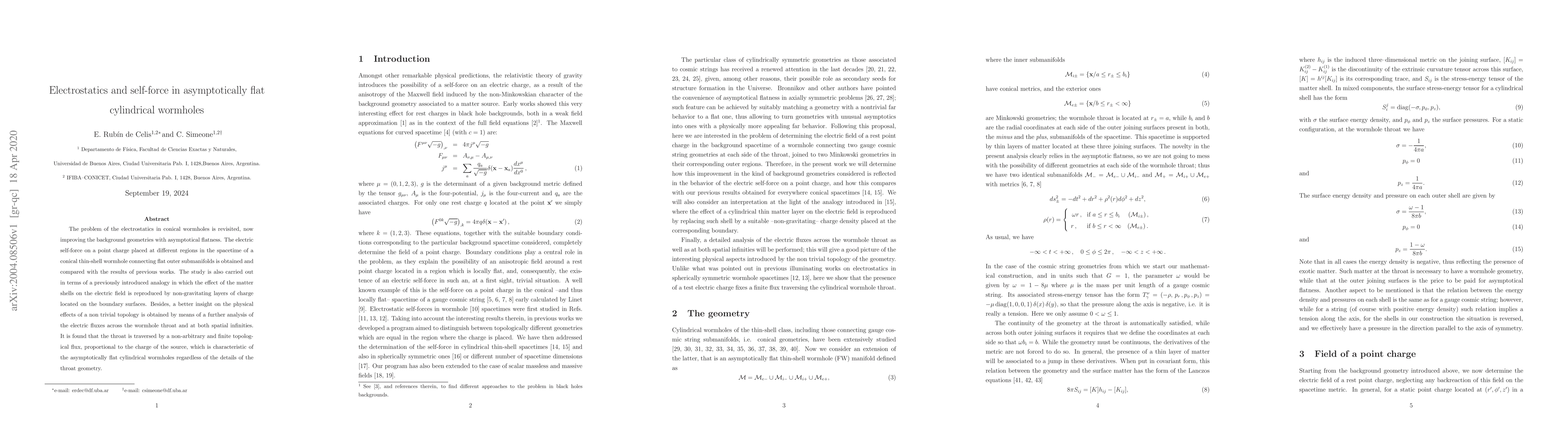 Thumbnail for Electrostatics and self-force in asymptotically flat cylindrical
  wormholes