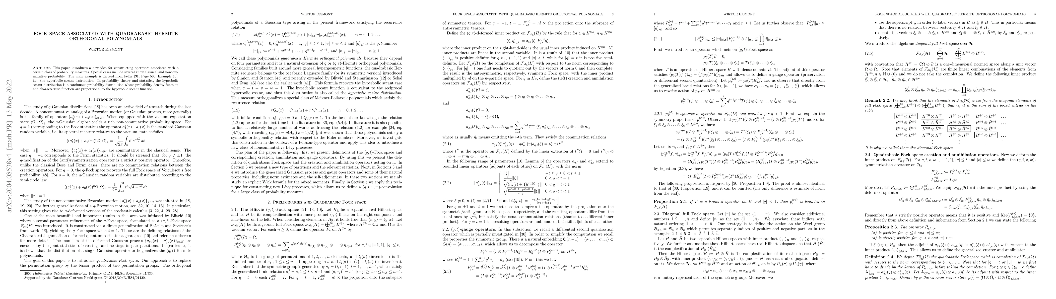 Thumbnail for Fock space associated with quadrabasic Hermite orthogonal polynomials