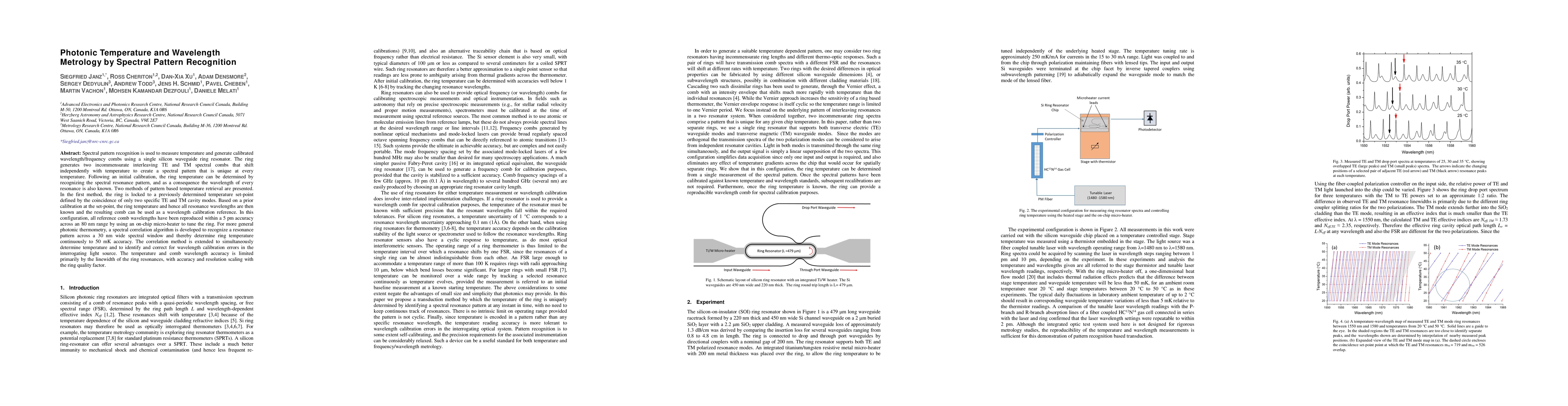 Thumbnail for Photonic Temperature and Wavelength Metrology by Spectral Pattern
  Recognition