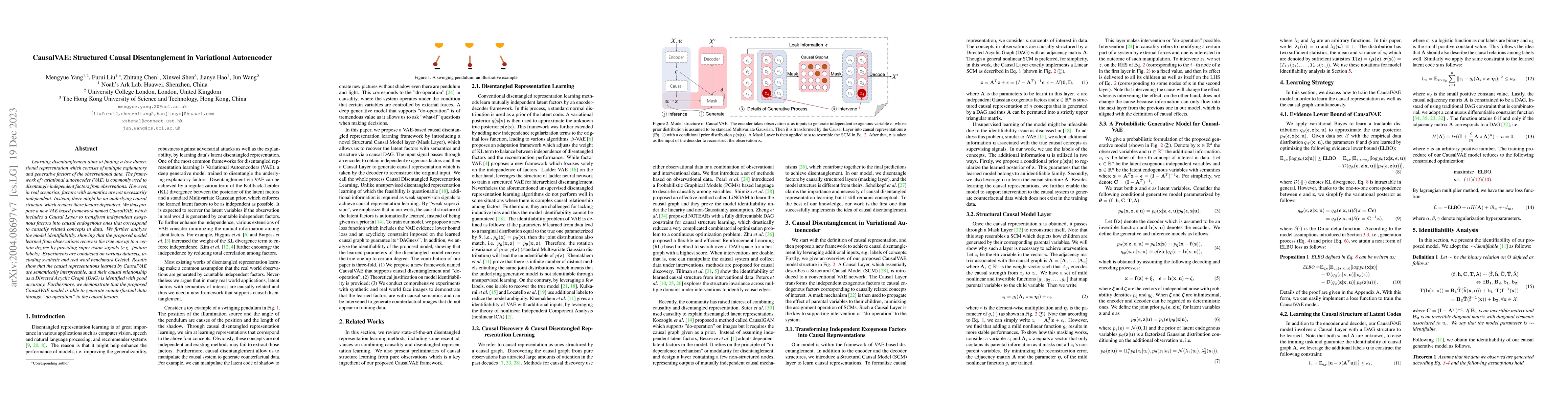 Thumbnail for CausalVAE: Structured Causal Disentanglement in Variational Autoencoder