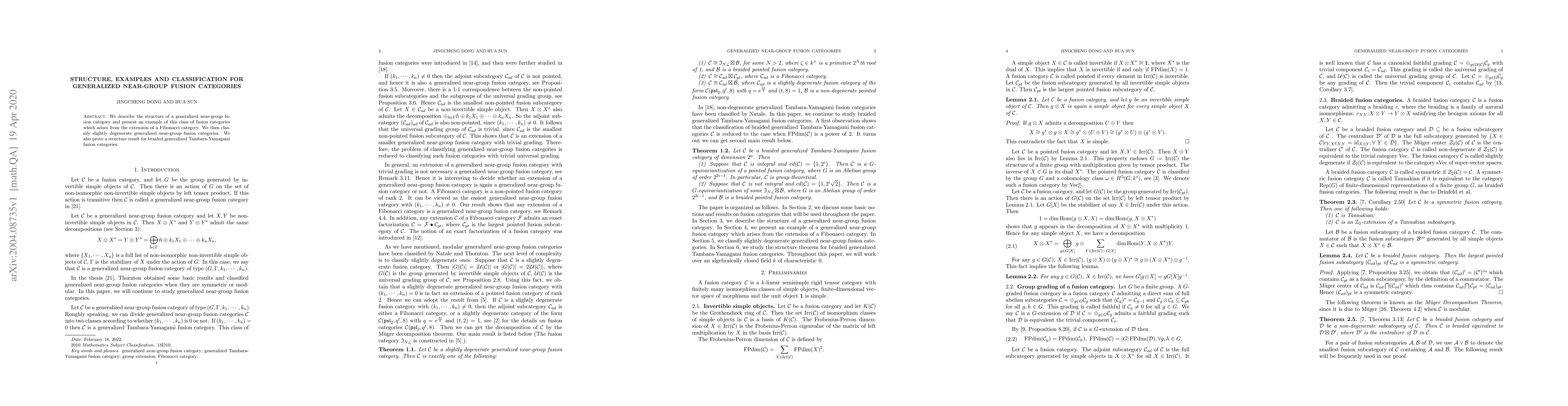 Thumbnail for Structure, examples and classification for generalized near-group fusion
  categories