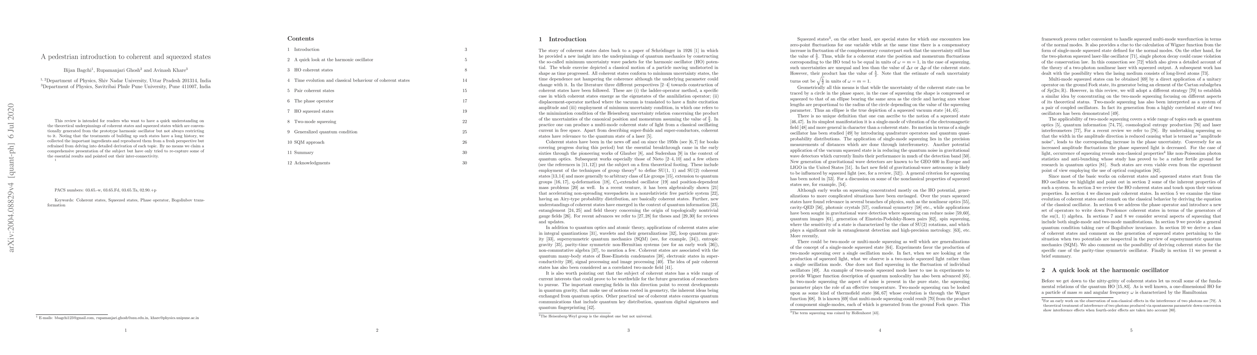 Thumbnail for A pedestrian introduction to coherent and squeezed states