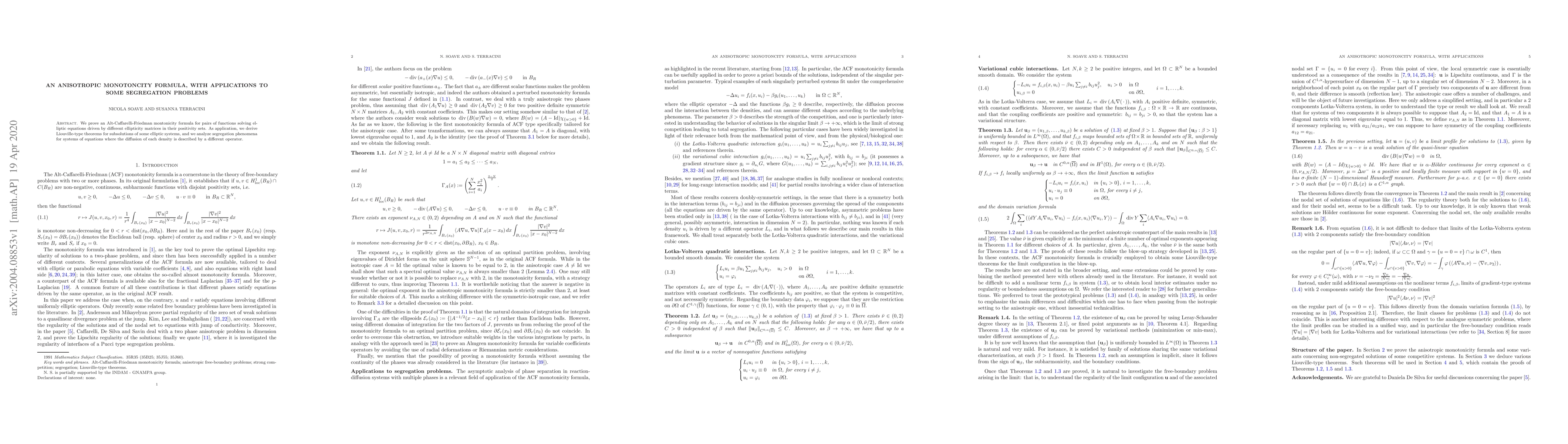 Thumbnail for An anisotropic monotoncity formula, with applications to some
  segregation problems