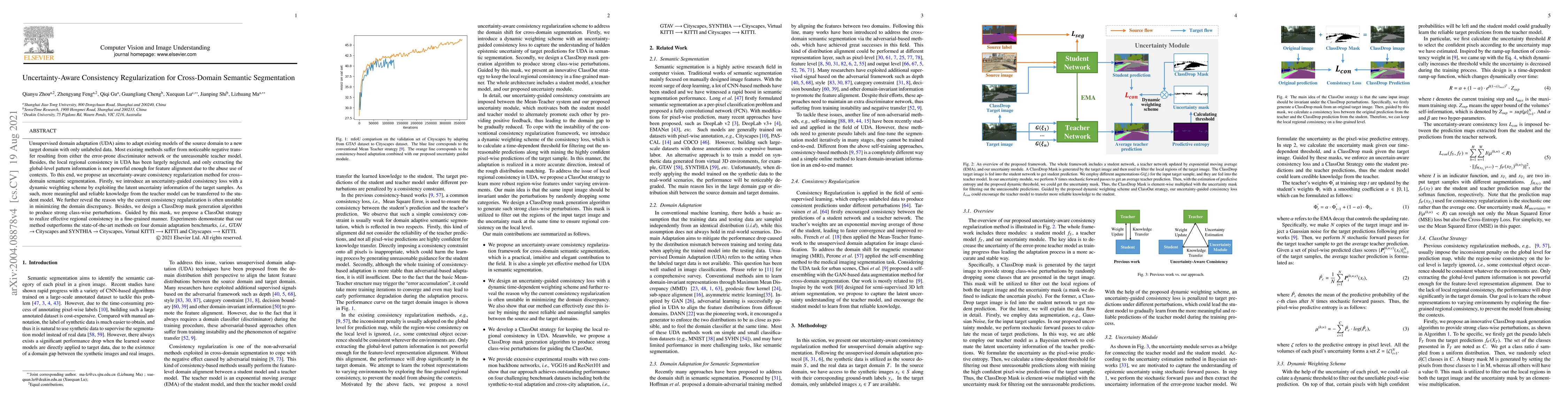 Thumbnail for Uncertainty-Aware Consistency Regularization for Cross-Domain Semantic
  Segmentation
